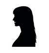 Girl young woman with long hair side view head and shoulder profile silhouette.