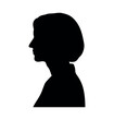 Woman with bob haircut hairstyle face side view portrait black silhouette.