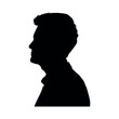 Side face portrait of a young man black silhouette.
