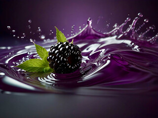 Wall Mural - Juicy berries in a transparent glass with splashes