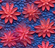 Seamless pattern with red flowers on blue background. Vector illustration.