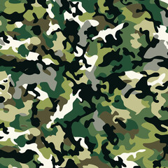 Camouflage seamless pattern. Classic clothing style masking camo repeat print