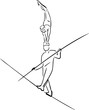 Ropewalker on rope on a white background. Sketch of circus artists
