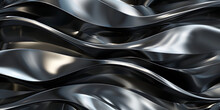 Background Of Abstract Wavy Lines In A Metallic Chrome Finish