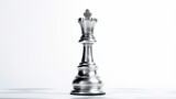 Fototapeta  - Silver chess king isolated on white background