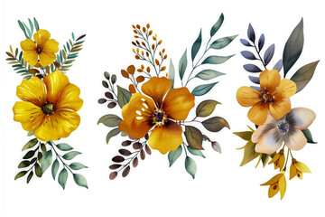 Wall Mural - Flowers watercolor illustration. Manual composition. Big Set watercolor elements.