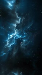 Wall Mural - vertical blue deep space galaxy nebula. cinematic celestial background depicting astrology and space