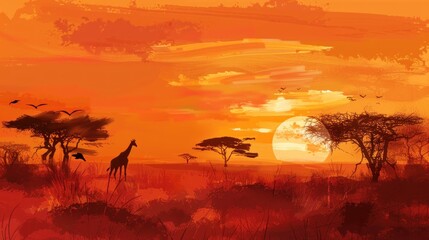 Wall Mural - Safari Sunset