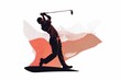 dynamic golfer silhouette in powerful swing pose modern minimalist illustration