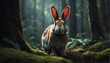 a rabbit in the middle of a dark forest from Generative AI