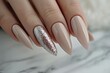 elegant neutral colors manicure on womans long nails at luxury beauty salon beauty and fashion