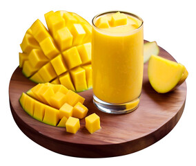 Sticker - mango smoothies, Sweet refreshing fruit juice isolated on white background.