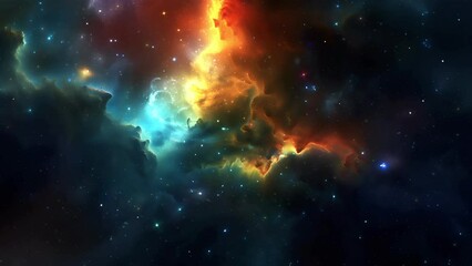 Wall Mural - blue golden deep space galaxy nebula. cinematic celestial background depicting astrology and space e
