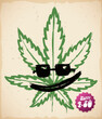 Cool Cannabis Leaf with Sunglasses in Brushstrokes for 420 Celebration, Vector Illustration