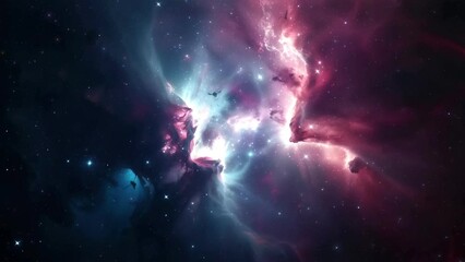 Wall Mural - blue red deep space galaxy nebula. cinematic celestial background depicting astrology and space expl