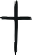 Hand drawn black grunge cross icon, simple Christian cross sign, hand-painted cross, Cross painted brushes. Easter background.
