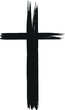 Hand drawn black grunge cross icon, simple Christian cross sign, hand-painted cross, Cross painted brushes. Easter background.
