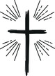 Christian cross sign hipster sun starburst circle retro vintage design