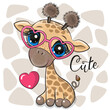 Cartoon Giraffe with heart glasses