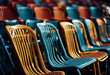colorful colourful grandstand chair meeting Rows temporary modern relaxation reunion seminar art interior building step public design stand chairs museum exhibition gallery group theatre class hal