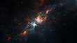 Blue Orange Deep Space Galaxy Nebula. Cinematic celestial background depicting astrology and space exploration. Cosmic fictional 3D illustration backdrop.