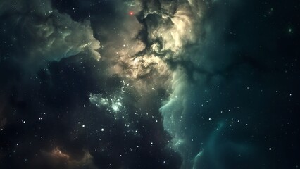 Wall Mural - yellow blue deep space galaxy nebula