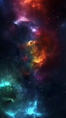 Wall Mural - vertical multicolored deep space galaxy nebula. cinematic celestial background depicting astrology a