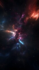 Wall Mural - vertical blue orange deep space galaxy nebula. cinematic celestial background depicting astrology an