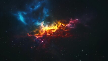 Wall Mural - blue orange deep space galaxy nebula. cinematic celestial background depicting astrology and space e