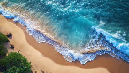 Wall Mural - serene beach with gentle waves lapping on golden sands, epitomizing tranquility and natural beauty