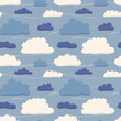 sky with clouds seamless pattern;  perfect for fabric textiles, child wallpapers, stationery or digital designs - vector illustration
