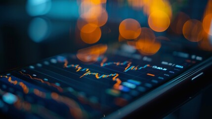 Poster - A smartphone displaying a stock trading app interface with real-time market updates, showcasing the convenience of mobile trading platforms.