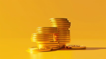 Poster - A stack of gold coins arranged graphically to represent growth and prosperity in gold investments, highlighting the potential for wealth accumulation.