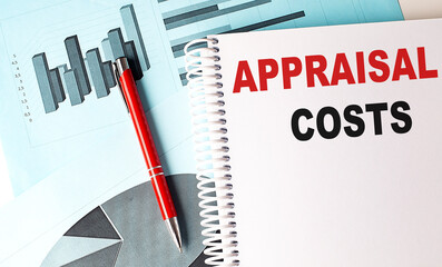 Wall Mural - APPRAISAL COSTS text on notebook on chart background