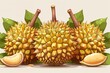 Durian fruit vector, vibrant illustration, isolated on white, classic modern design ,ultra HD,clean sharp