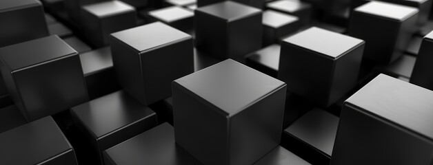 Poster - Seamless Pattern of 3D Black Cubes