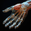 medical illustration of a human hand, ai generated