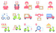 Food delivery essentials flat vector icons set 3