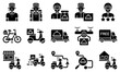 Food delivery essentials solid vector icons set 3