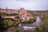 Fototapeta Desenie - View towards Toledo Old City and River Tagus from Mirador del Valle