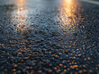 Closeup of a wet asphalt way with refelction