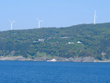 Fototapeta Na drzwi - 海岸線沿いの風力発電機