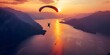 Skydiver Flying Over Water During Sunset with Motion Blur