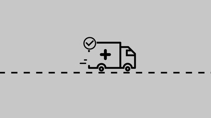 ambulance car truck icon, Transportation Fast moving shipping delivery truck animation	