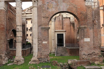 Wall Mural - Portico di Ottavia Brick Arch with Stone Columns in Rome, Italy