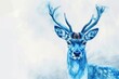A unique and artistic depiction of a blue deer with antlers. Suitable for various design projects