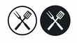 Barbecue icon. Vector black and white isolated illustration of barbecue or grill tools