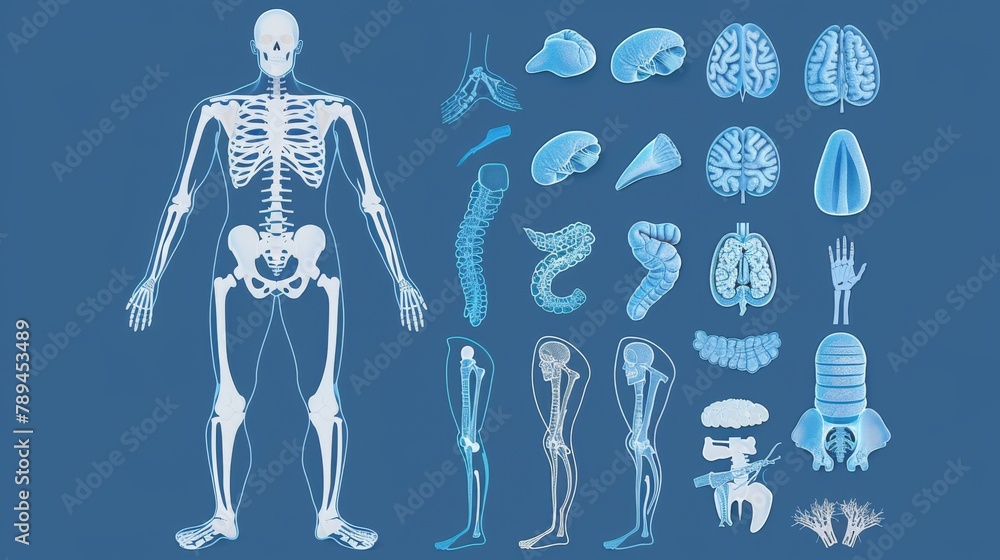 X-ray illustration of human body pain. Arthritis, inflammation ...