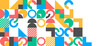Colorful vector illustration geometric minimal pattern mosaic banner. Simple circle shapes, modern banner vector design. For web design, business presentation, website header, invitation background