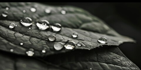 Wall Mural - Close up of a leaf with water droplets, suitable for nature themes